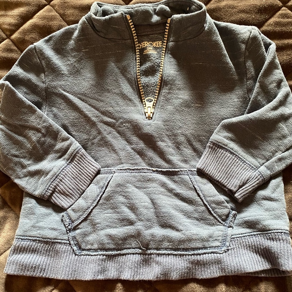 Cherokee gray half zip sweatshirt with pocket
